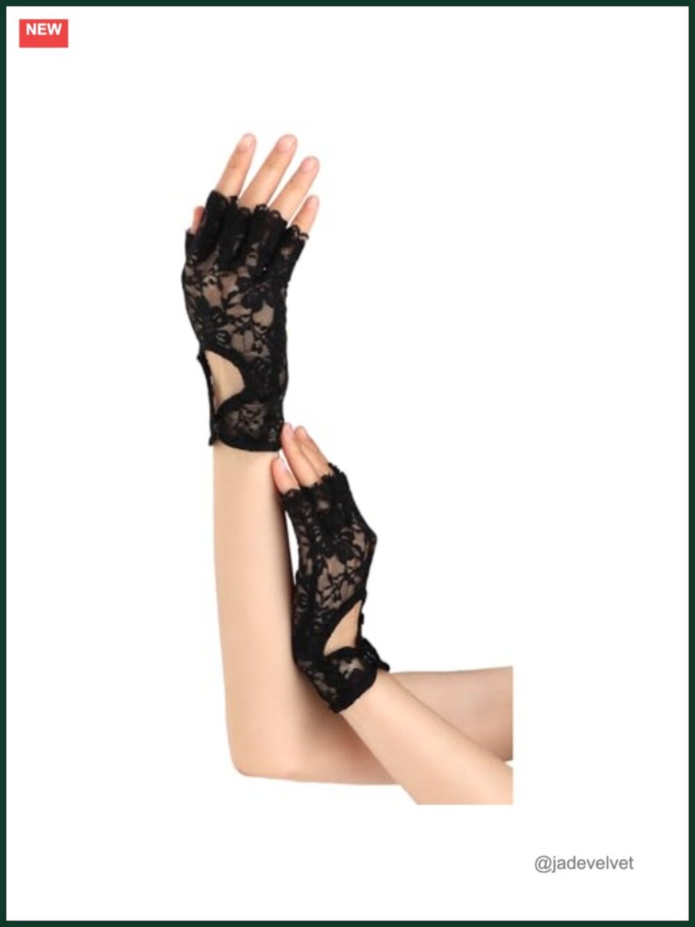 Lace Fingerless Gloves Keyhole Button Nylon Spandex Steampunk Pirate